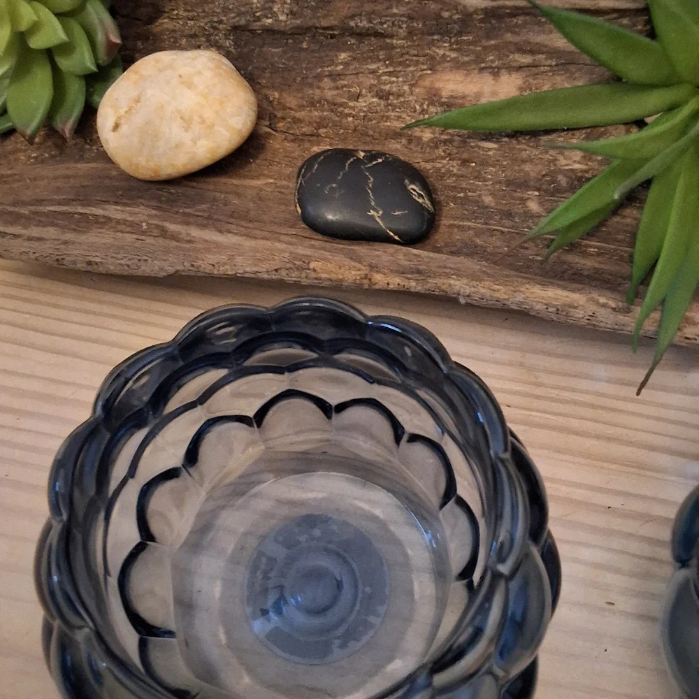 Pier 1 Bubble Glass Votive holder set Blue